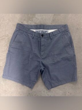 Michael Kors Men’s Chino Shorts 36 Blue White Textured Micro Print MK Logo
